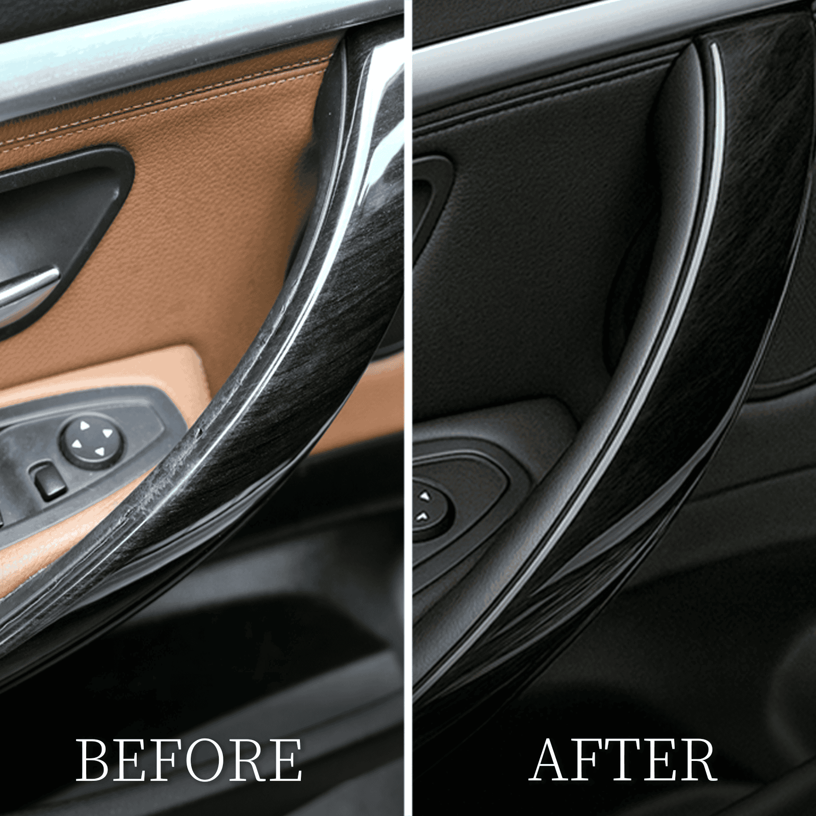 BMW F30 F32 interior door handle replacement before and after comparison