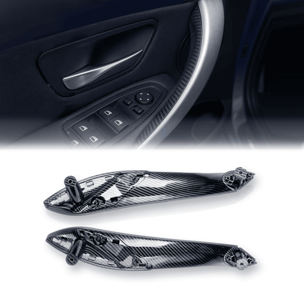 BMW F30 F32 interior door handle replacement kit in carbon fiber 2-piece set