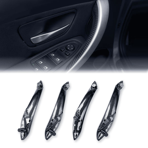 BMW F30 F32 interior door handle replacement kit in carbon fiber 4-piece set