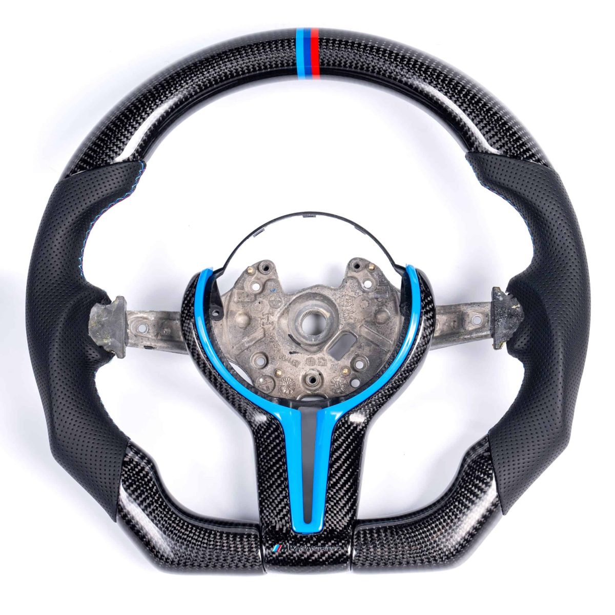 iCarPro BMW F30 F80 F82 F87 carbon fiber steering wheel with blue cover main product view