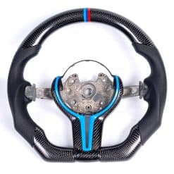 iCarPro BMW F30 F80 F82 F87 carbon fiber steering wheel with blue cover main product view
