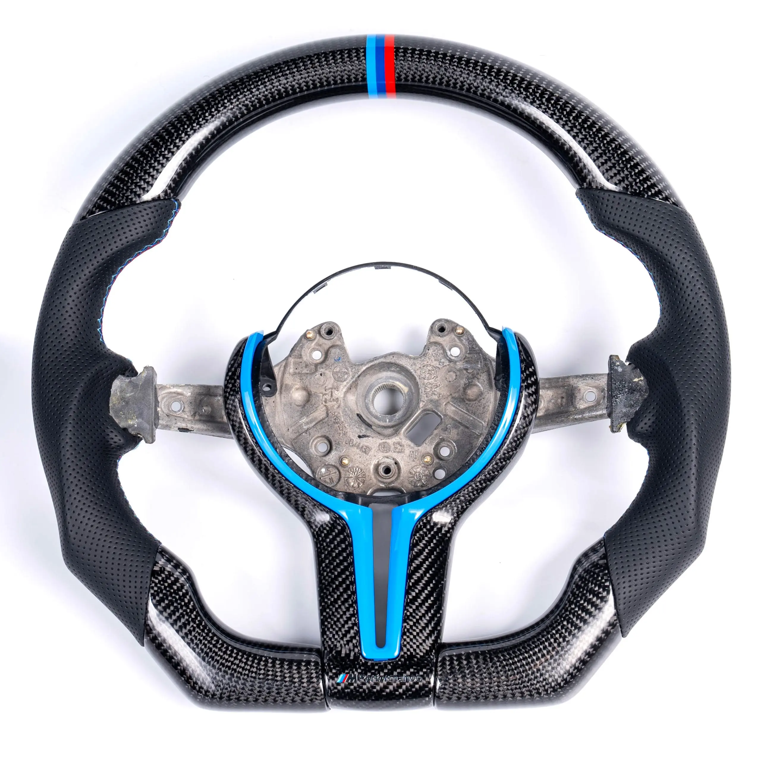 iCarPro BMW F30 F80 F82 F87 carbon fiber steering wheel with blue cover main product view