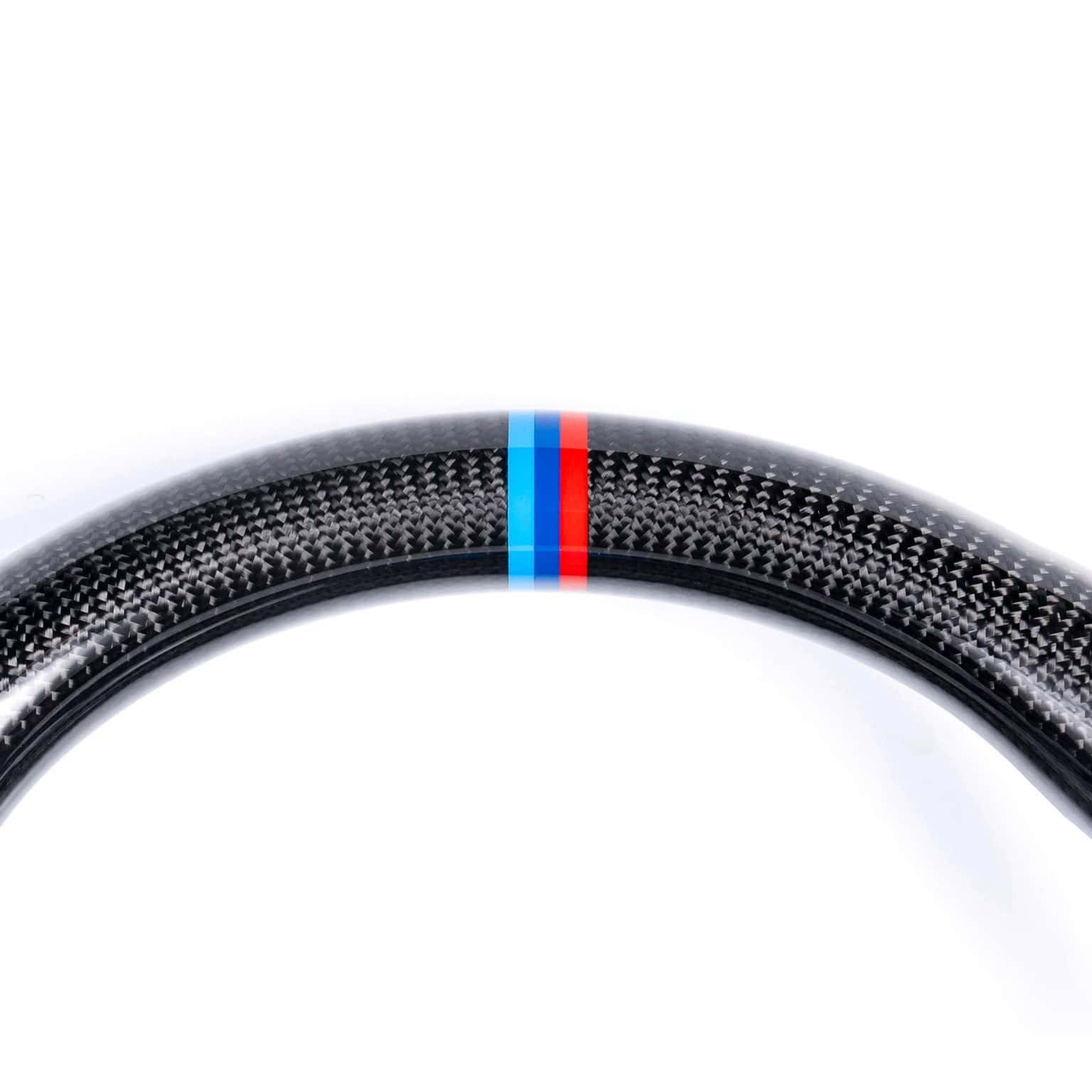 iCarPro BMW F30 F80 F82 F87 carbon fiber steering wheel with blue cover material texture detail